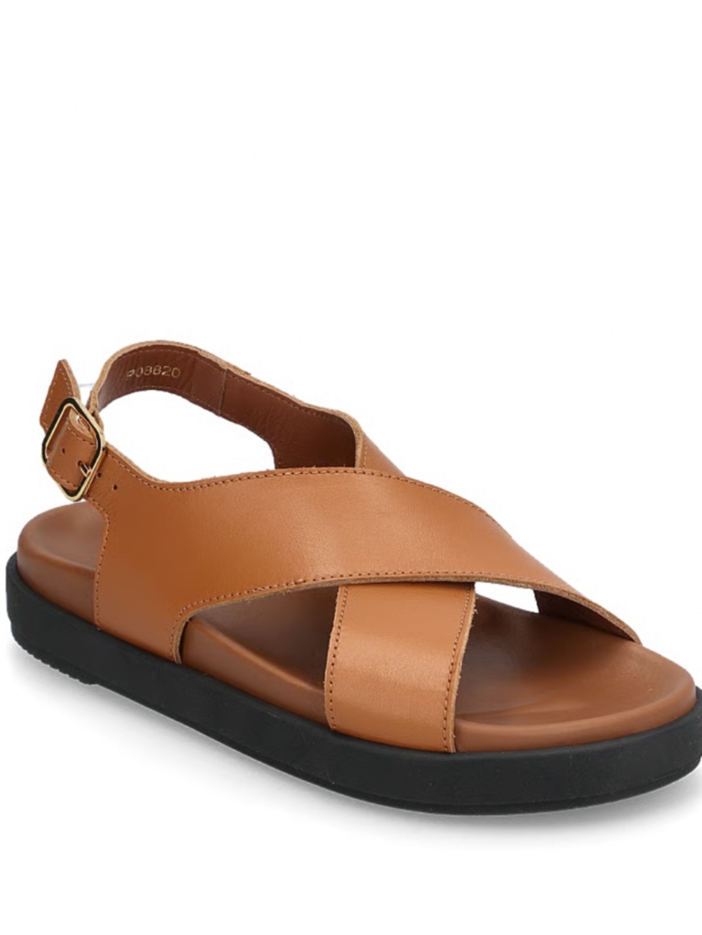 New Alohas Nico Tan Leather Cross Strap Flat Sandal, Boho, Size 42 US- 11